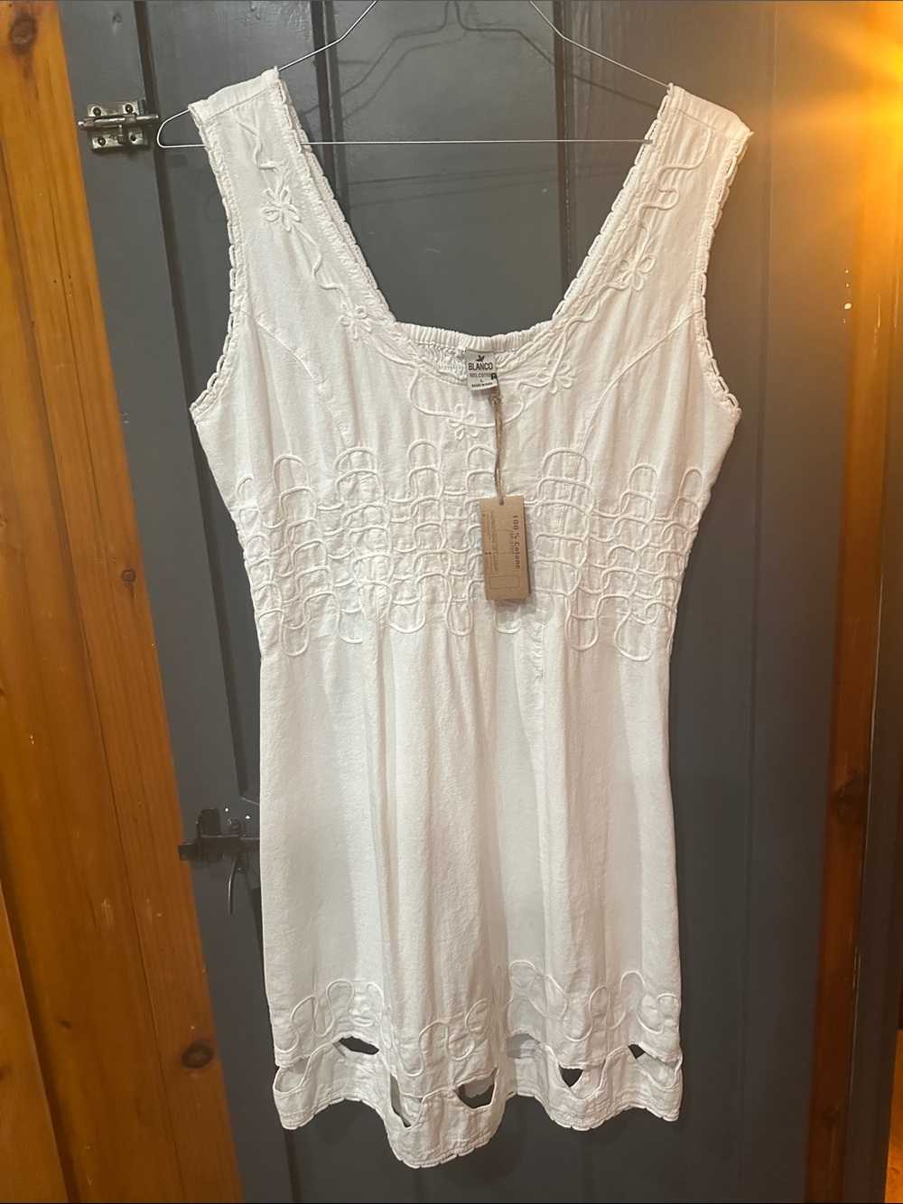 White Sleeveless Embroidered Summer Dress